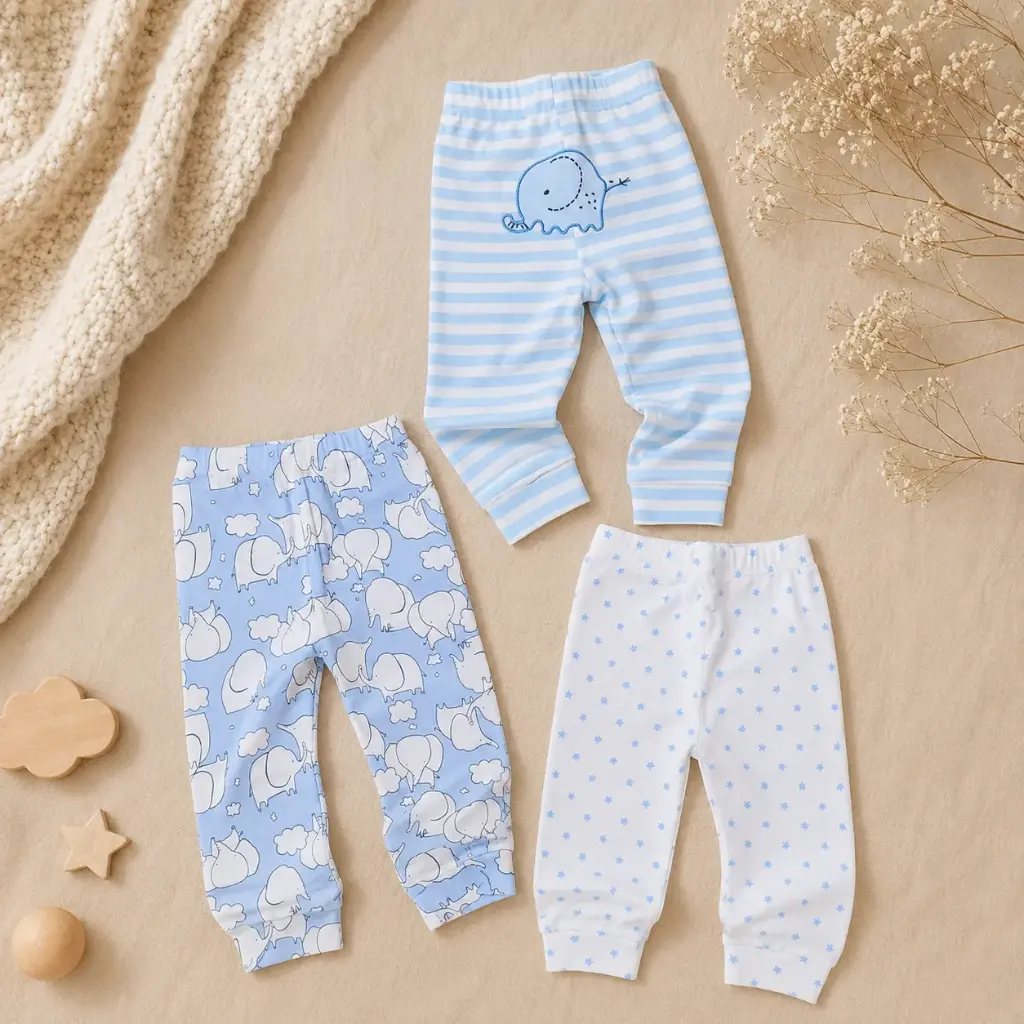 PANTALON ALGODON CELESTE X3