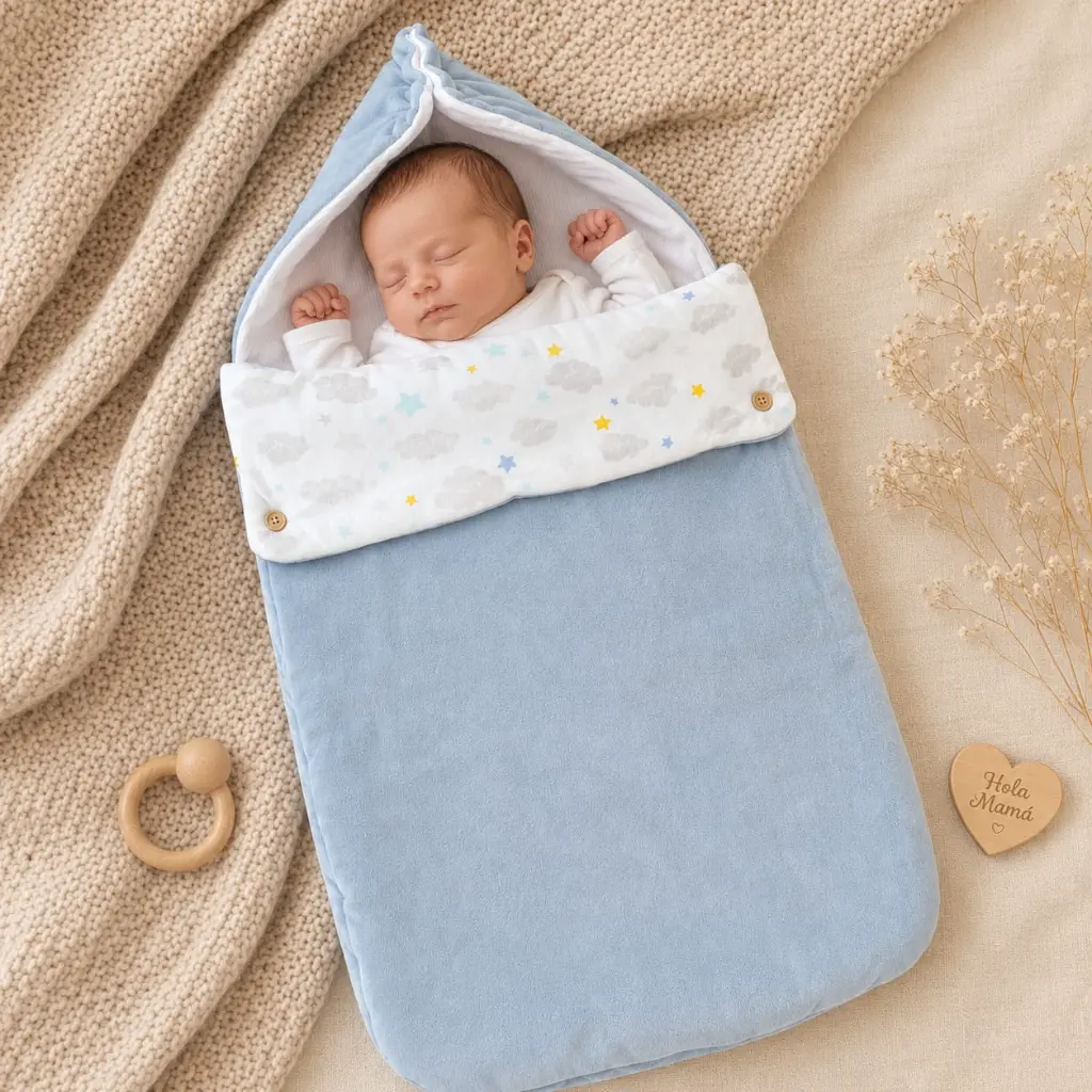 PORTA ENFANT EN ALGODON CELESTE