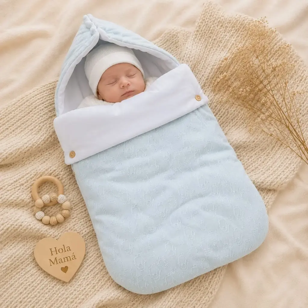 PORTA ENFANT EN ALGODON CELESTE CLARO