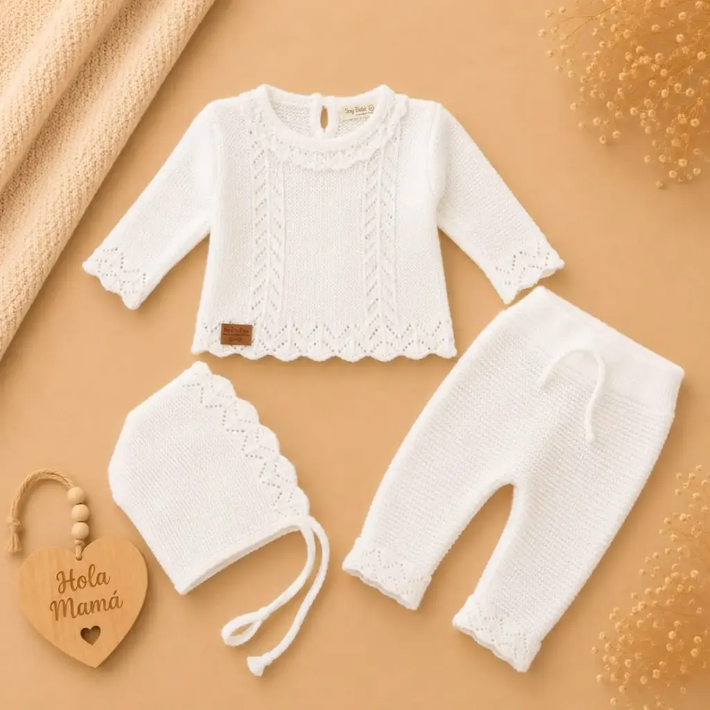 CONJUNTO TEJIDO AMANDA TALLE 3/6 MESES
