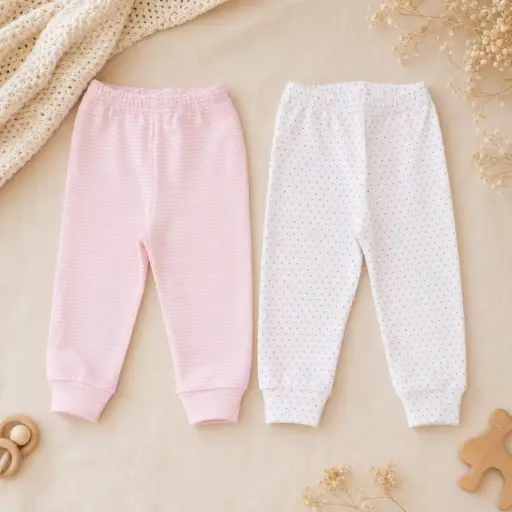 [HM-001063] PANTALON ALGODON LUNARES ROSA