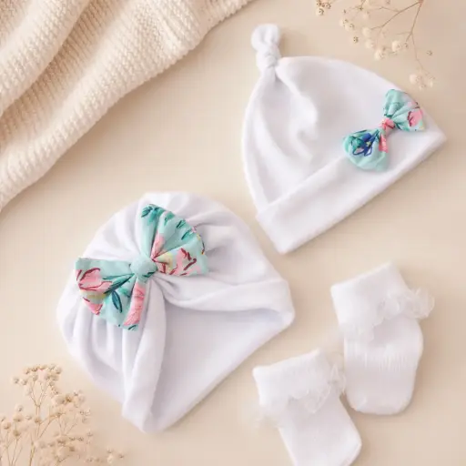 [HM-000853] SET DE GORRAS Y MEDIAS ALGODON