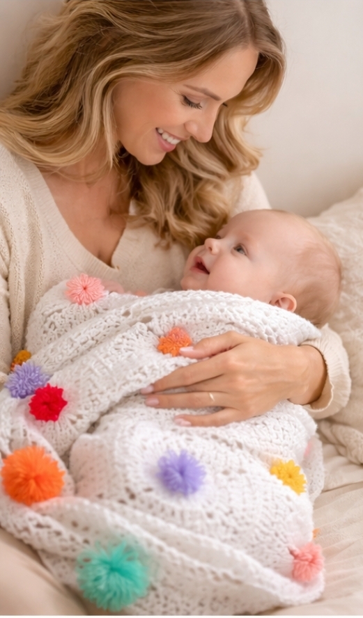 REBOZO TEJIDO POMPONES