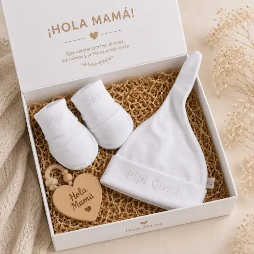 [HM-000861] SET GORRO Y ESCARPINES BLANCO