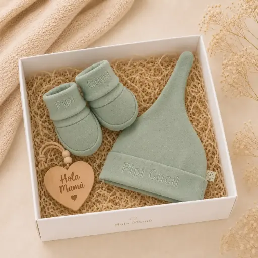 [HM-000863] SET GORRO Y ESCARPINES VERDE