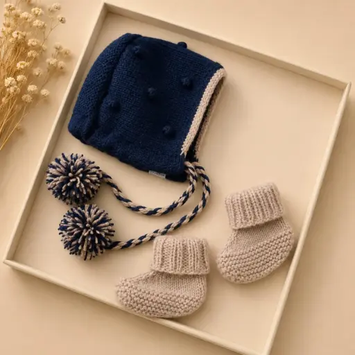 [HM-000868] SET TEJIDO GORRITO Y MEDIA