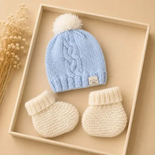 [HM-000869] SET TEJIDO GORRITO Y MEDIA C