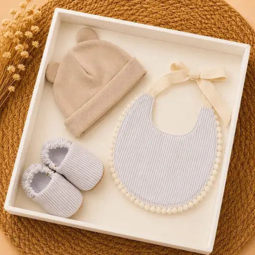 [HM-000858] SET GORRO MEDIAS Y BABERO B